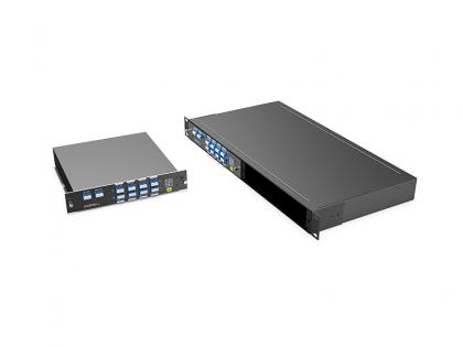  Dual Fiber 8CH C21-C28 DWDM MUX DEMUX With 1310，Monitor And EXP Port, LC/UPC, LGX Box, and 2 Slots 1U Rack 